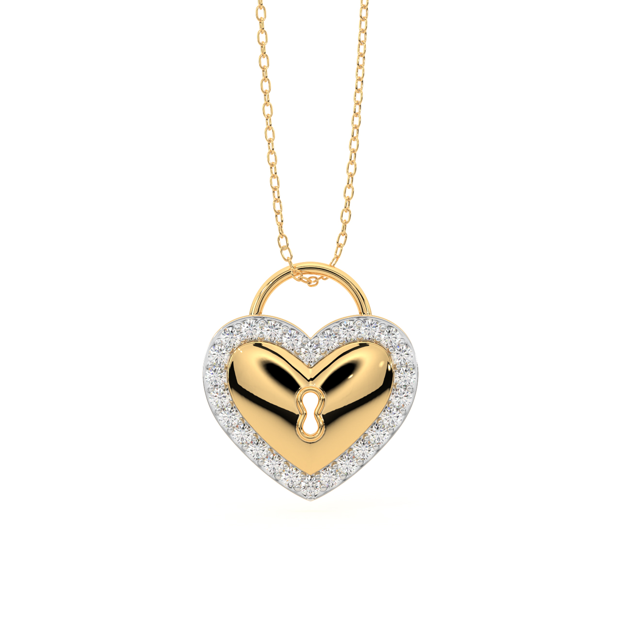 Gold Shine Heart Diamond Pendant